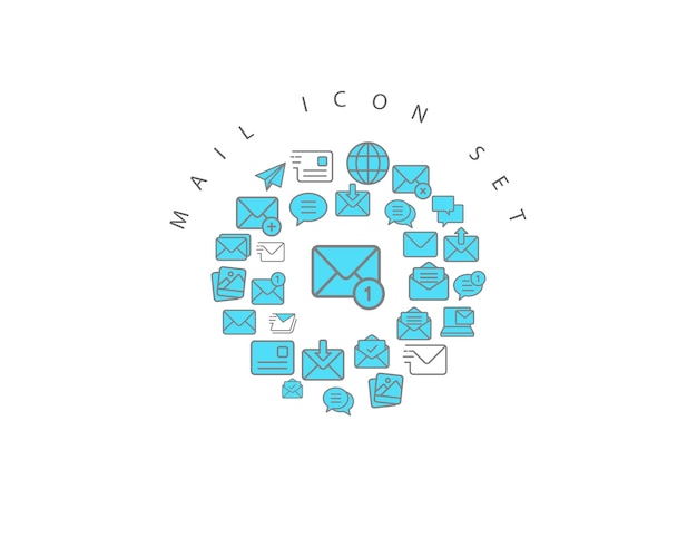 Diseño de conjunto de iconos de correo