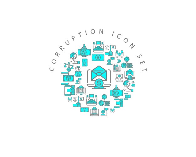 Diseño de conjunto de iconos de corrupción