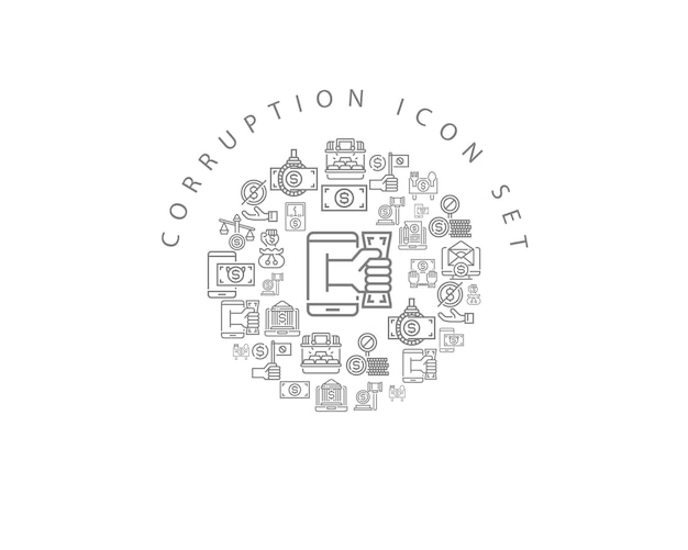 Diseño de conjunto de iconos de corrupción