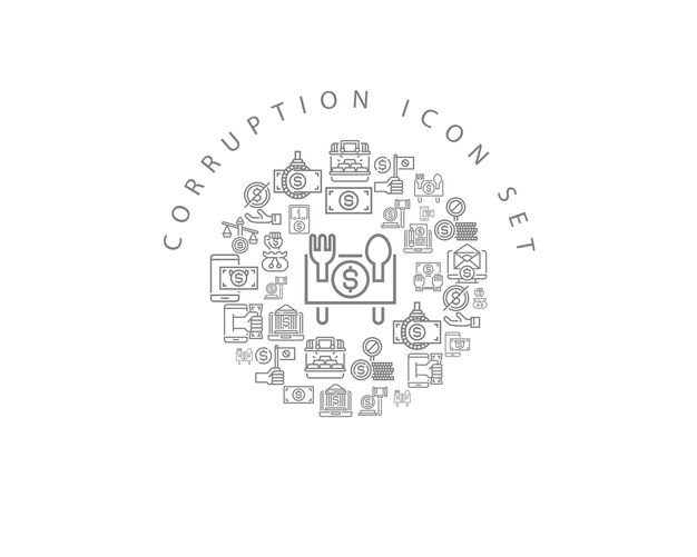 Diseño de conjunto de iconos de corrupción