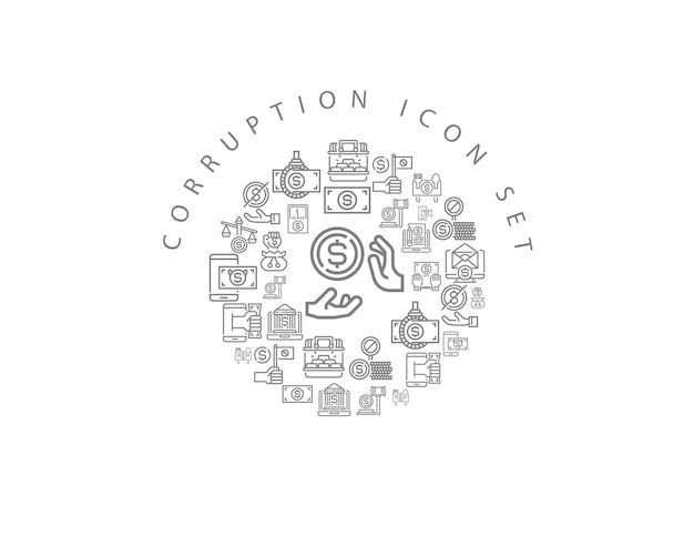 Diseño de conjunto de iconos de corrupción