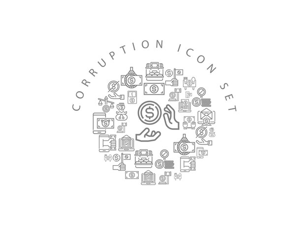 Diseño de conjunto de iconos de corrupción