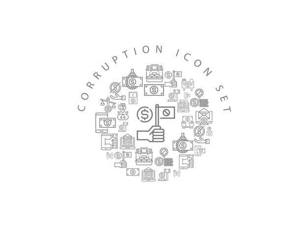 Diseño de conjunto de iconos de corrupción