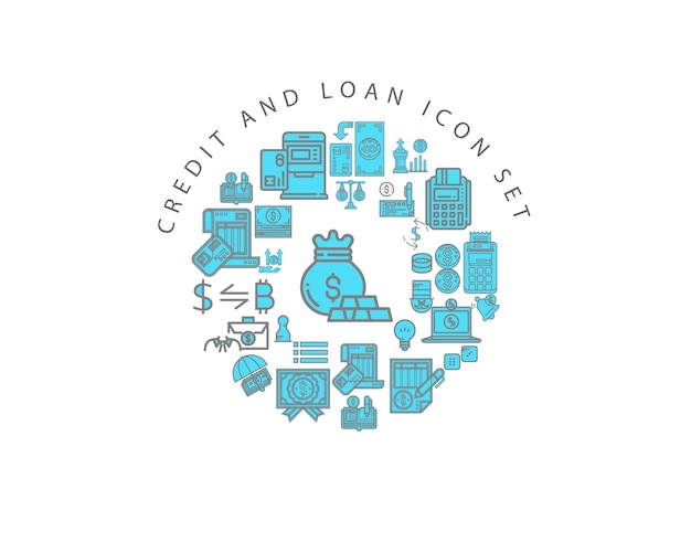 Diseño de conjunto de iconos de crédito y préstamo