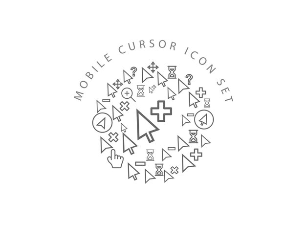Diseño de conjunto de iconos de cursor móvil