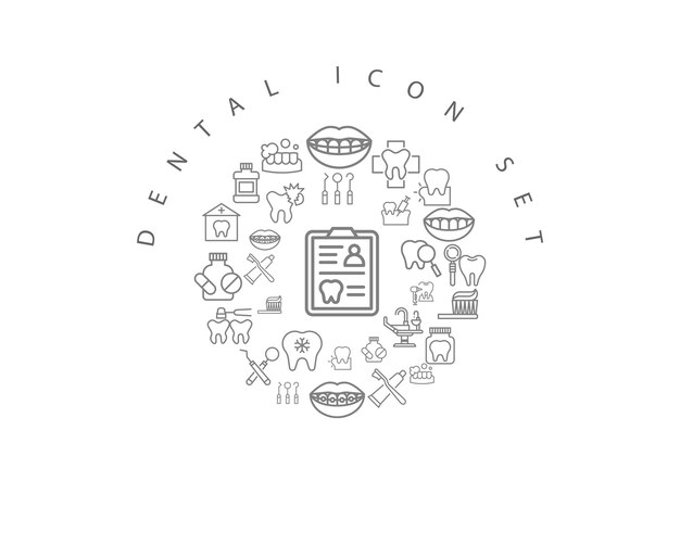 Diseño de conjunto de iconos dentales