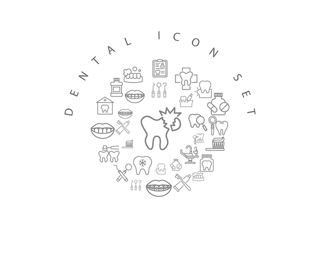 Diseño de conjunto de iconos dentales