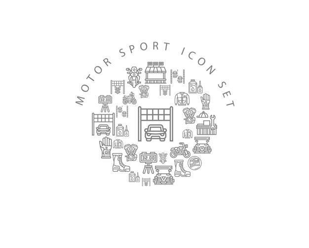 diseño de conjunto de iconos de deportes de motor