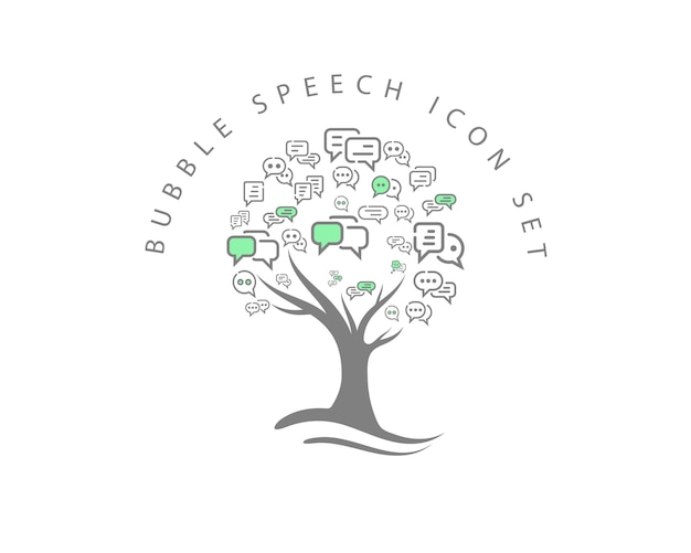 Diseño de conjunto de iconos de discurso de burbuja Vector Premium
