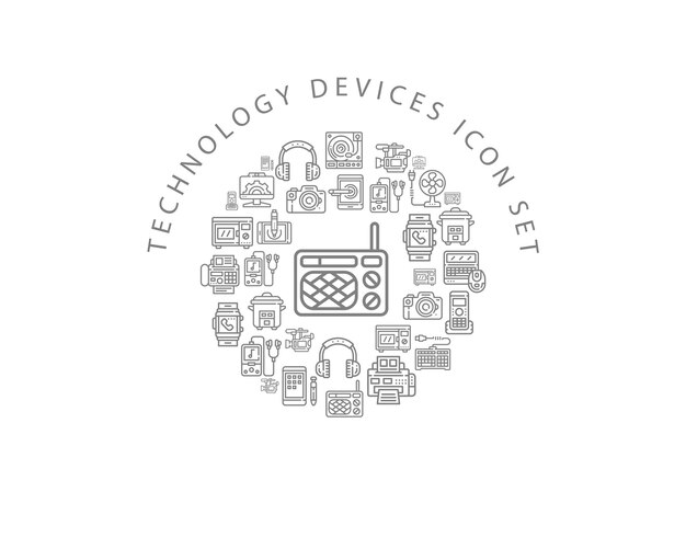 Diseño de conjunto de iconos de dispositivos de tecnología