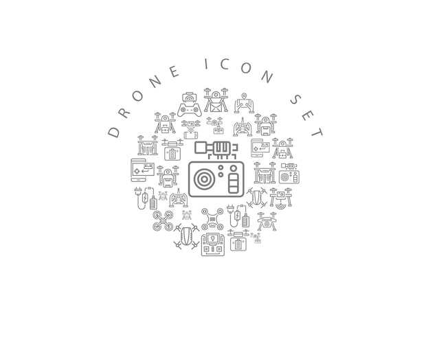 Diseño de conjunto de iconos de drones