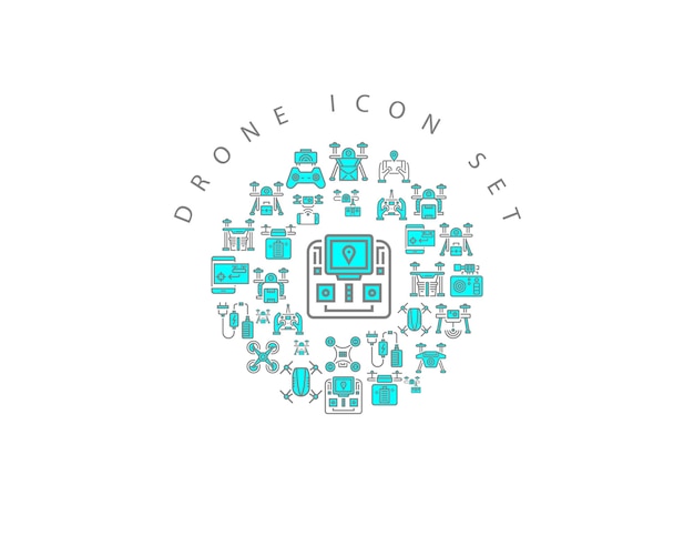 Diseño de conjunto de iconos de drones