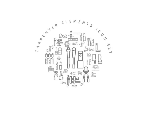 Diseño de conjunto de iconos de elementos de carpintero