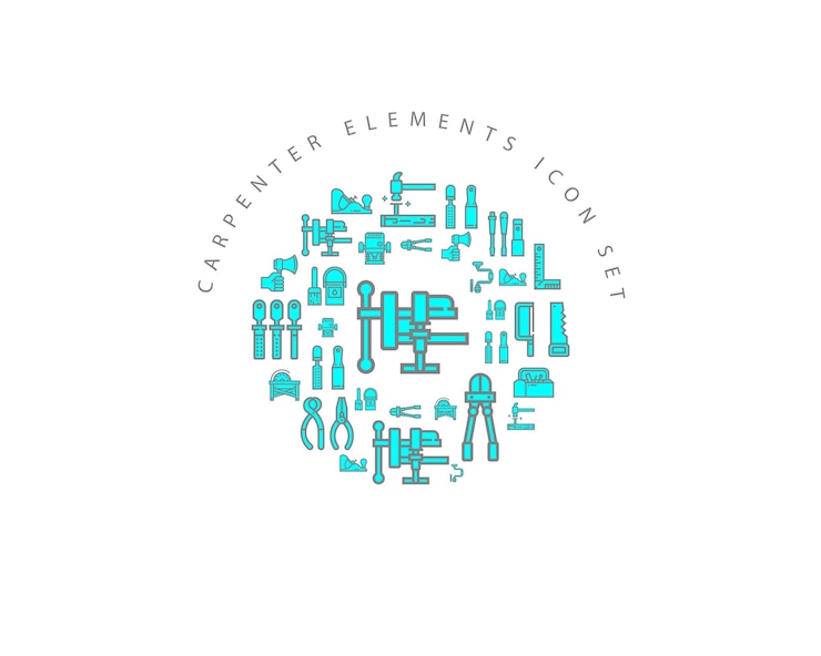 Vector diseño de conjunto de iconos de elementos de carpintero