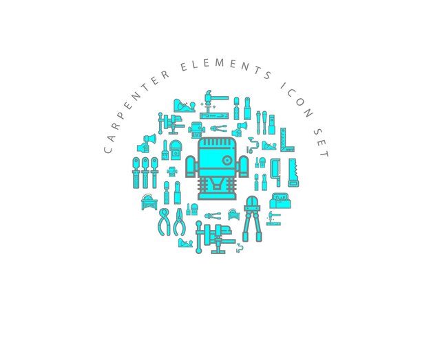 Diseño de conjunto de iconos de elementos de carpintero
