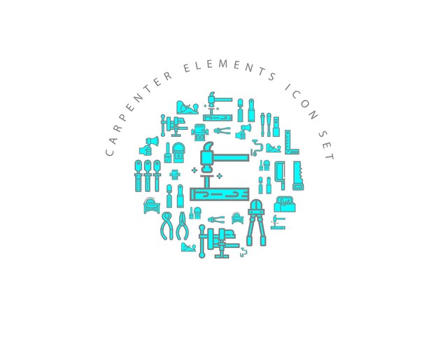 Diseño de conjunto de iconos de elementos de carpintero