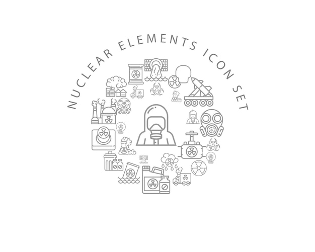 Diseño de conjunto de iconos de elementos nucleares