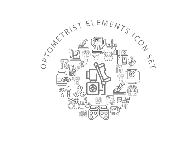 Diseño de conjunto de iconos de elementos de optometrista