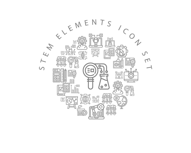 Diseño de conjunto de iconos de elementos de tallo