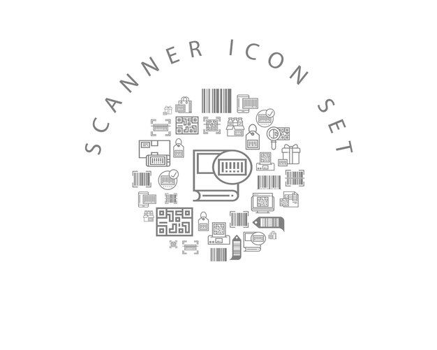 Diseño de conjunto de iconos de escáner