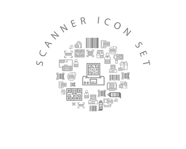 Diseño de conjunto de iconos de escáner