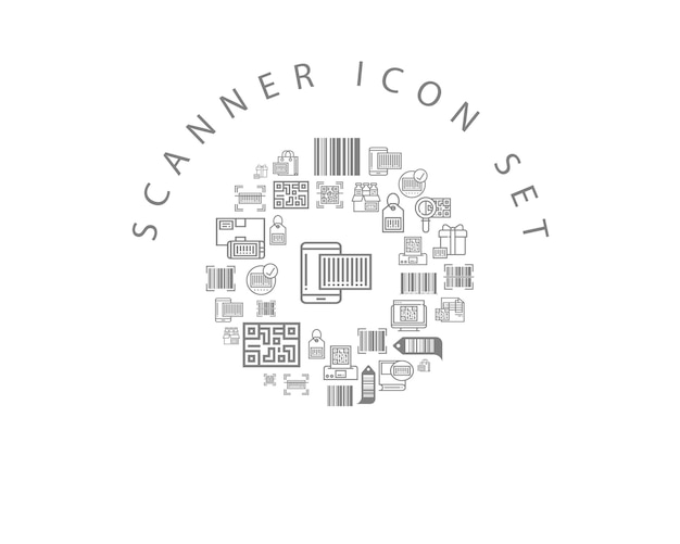 Diseño de conjunto de iconos de escáner