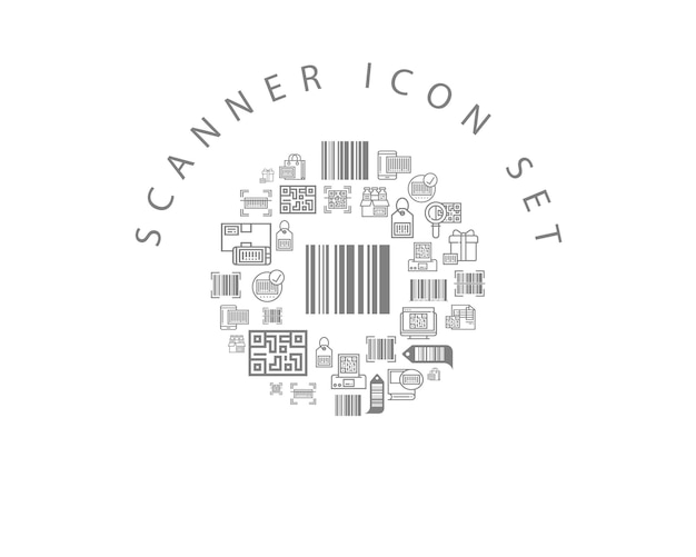 Diseño de conjunto de iconos de escáner