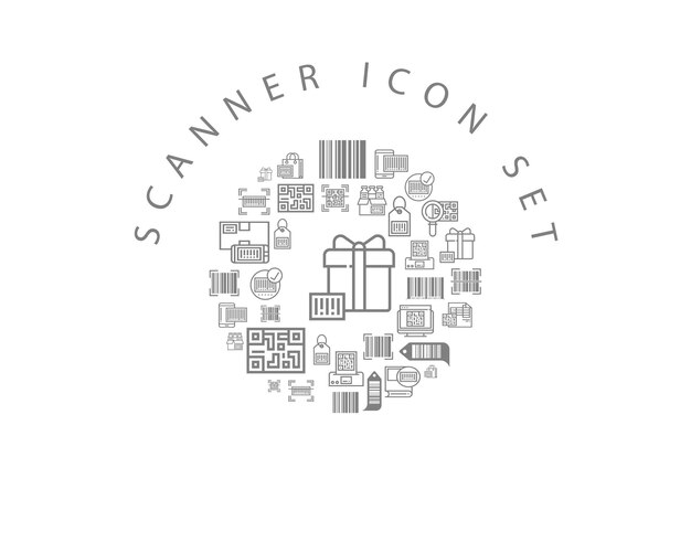 Diseño de conjunto de iconos de escáner