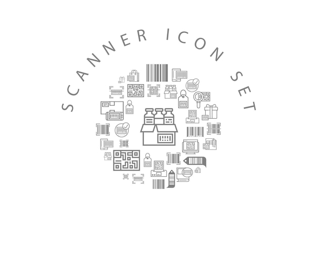 Diseño de conjunto de iconos de escáner
