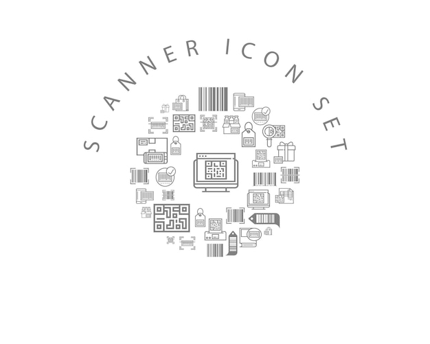 Diseño de conjunto de iconos de escáner