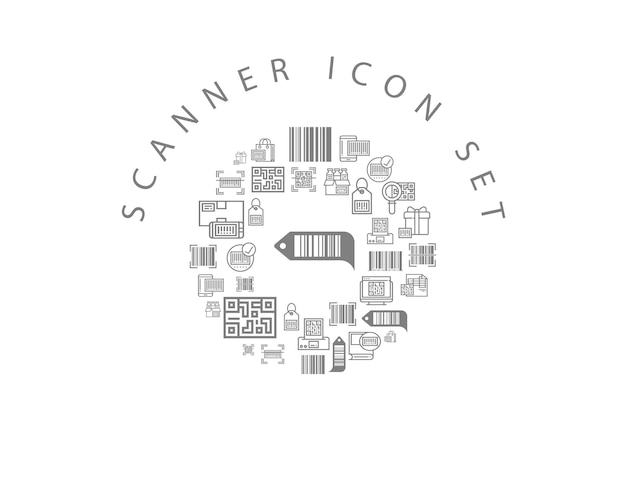 Diseño de conjunto de iconos de escáner