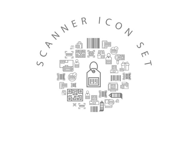 Diseño de conjunto de iconos de escáner