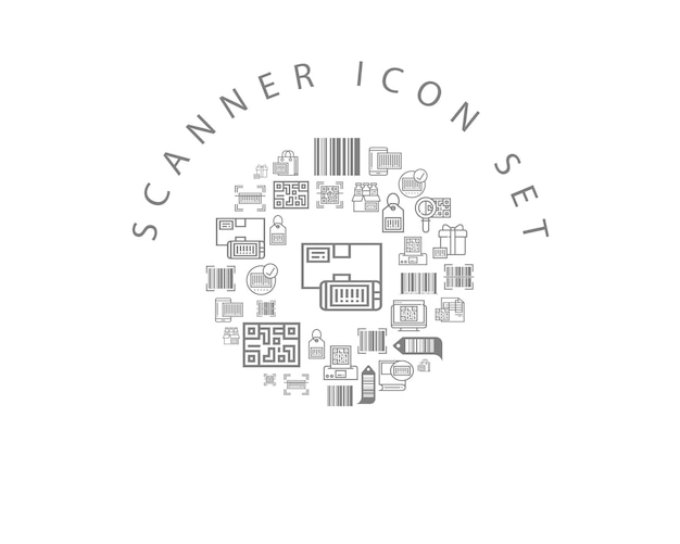 Diseño de conjunto de iconos de escáner