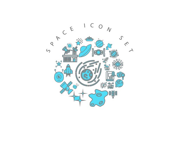 Diseño de conjunto de iconos de espacio