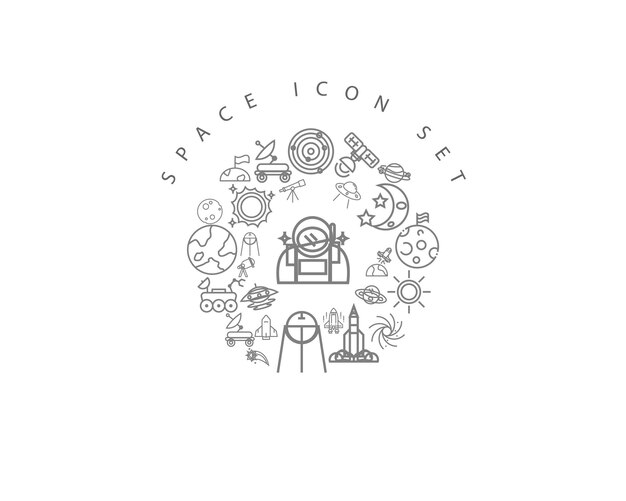 Diseño de conjunto de iconos de espacio