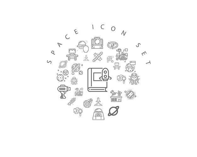 Diseño de conjunto de iconos de espacio