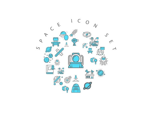 Diseño de conjunto de iconos de espacio