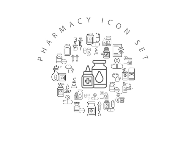 Diseño de conjunto de iconos de farmacia