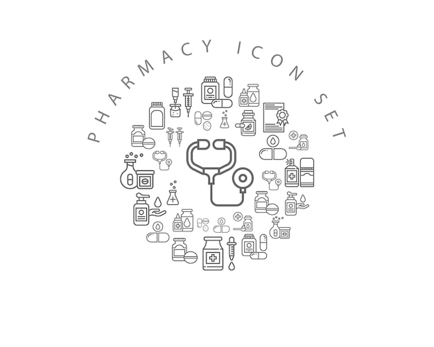 diseño de conjunto de iconos de farmacia