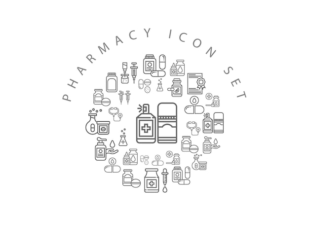 diseño de conjunto de iconos de farmacia