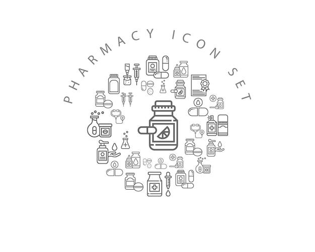 diseño de conjunto de iconos de farmacia