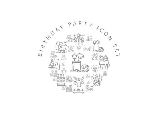 Diseño de conjunto de iconos de fiesta de cumpleaños