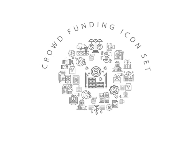Diseño de conjunto de iconos de financiación colectiva