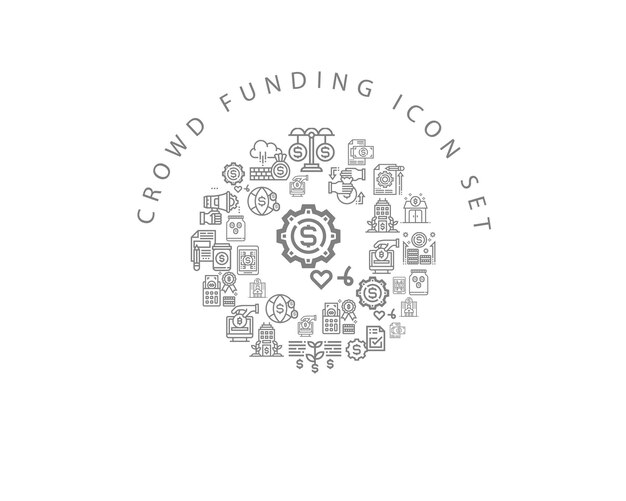Diseño de conjunto de iconos de financiación colectiva