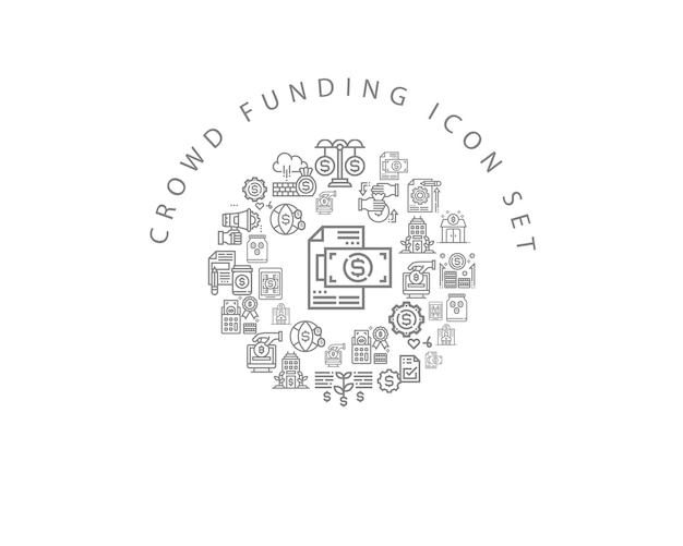 Diseño de conjunto de iconos de financiación colectiva