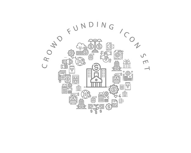 Diseño de conjunto de iconos de financiación colectiva