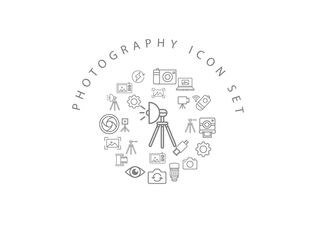 Diseño de conjunto de iconos de fotografía