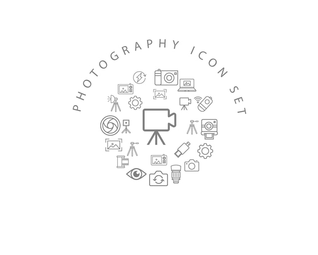 diseño de conjunto de iconos de fotografía
