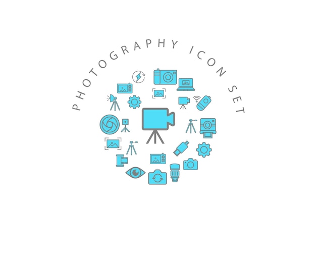 diseño de conjunto de iconos de fotografía