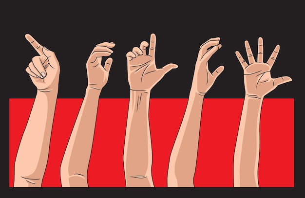 diseño de conjunto de iconos de gesto de signos de mano
